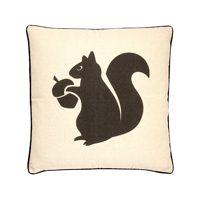 Coussin décoratif en plumes d'oies et imprimé écureuil Animal