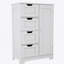 Armoire de rangement autoportante blanche avec tablettes réglables, 4 tiroirs et 1 porte
