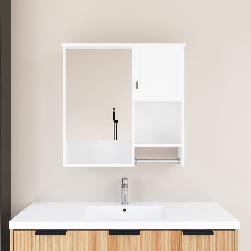 Armoire à pharmacie murale 29 po x 28 po avec miroir, Blanc