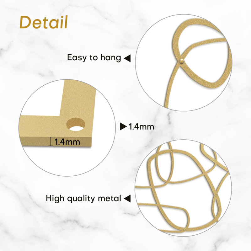 Wall Decor Metal, Gold, 12" H x 24" W x 0.05" D