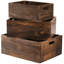 Ensemble de 3 caisses de rangement gigognes en bois avec poignées, panier de rangement en bois massif naturel fait à la main