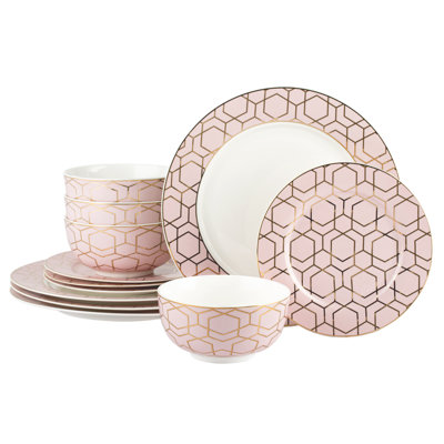 Brayan 12 Piece Porcelain China Dinnerware Set - Service for 4