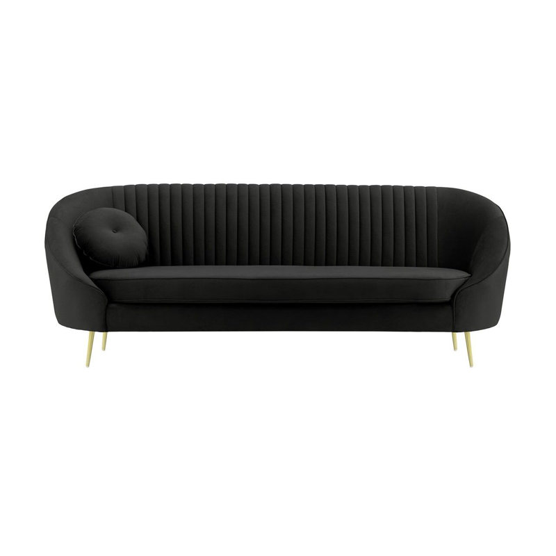 Kooper 3 Seater Velvet Sofa, Black