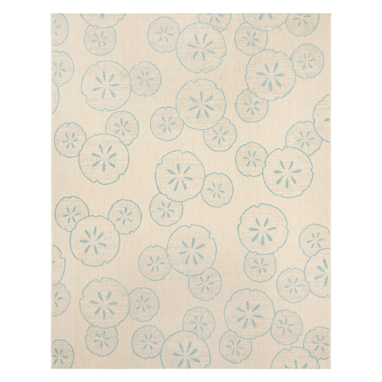 Disney Mickey Mouse Tropical Sand Dollar Oasis Blue/ Sand Flatweave Indoor/ Outdoor Area Rug