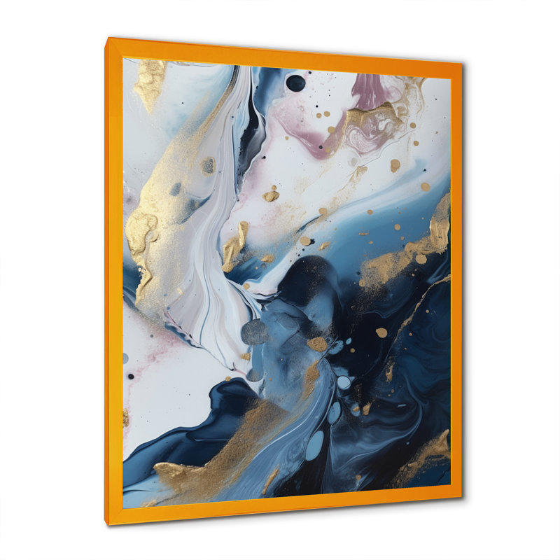 «Blue and White Enigmatic Stones II», reproduction sur toile abstraite en marbre, H 20 po x l 12 po x P 1 po