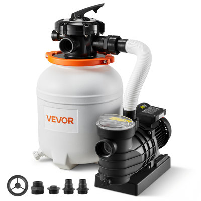 Pompe à sable 12 po pour piscine hors terre, 0,33 HP 3000 GPH, pompe à sable pour piscine avec noyau pré-assemblé et conception résistante aux fuites, valve à 6 voies, filtration à haute efficacité pour piscine