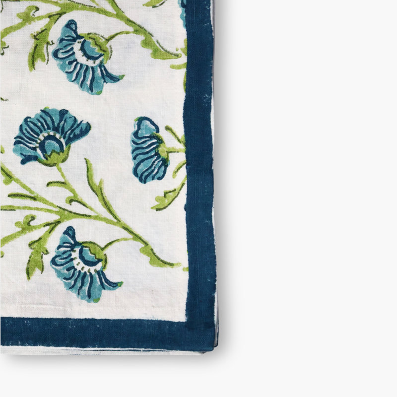 Chemin de table Bella - vert olive et bleu