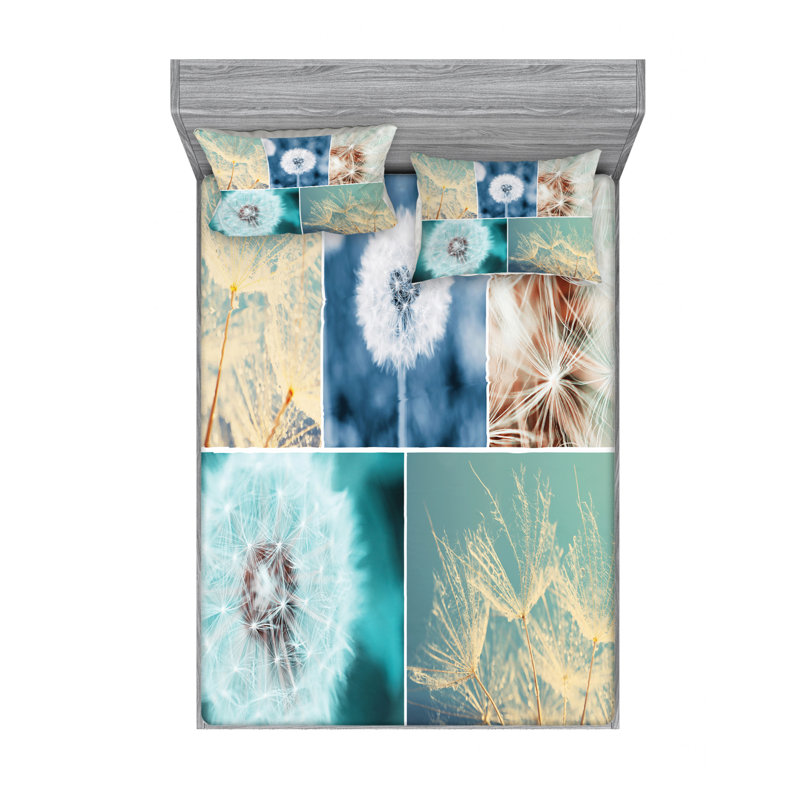 Dandelion Microfiber Sheet Set, Queen Sheet Set + Fitted Sheet + 2 Pillowcases