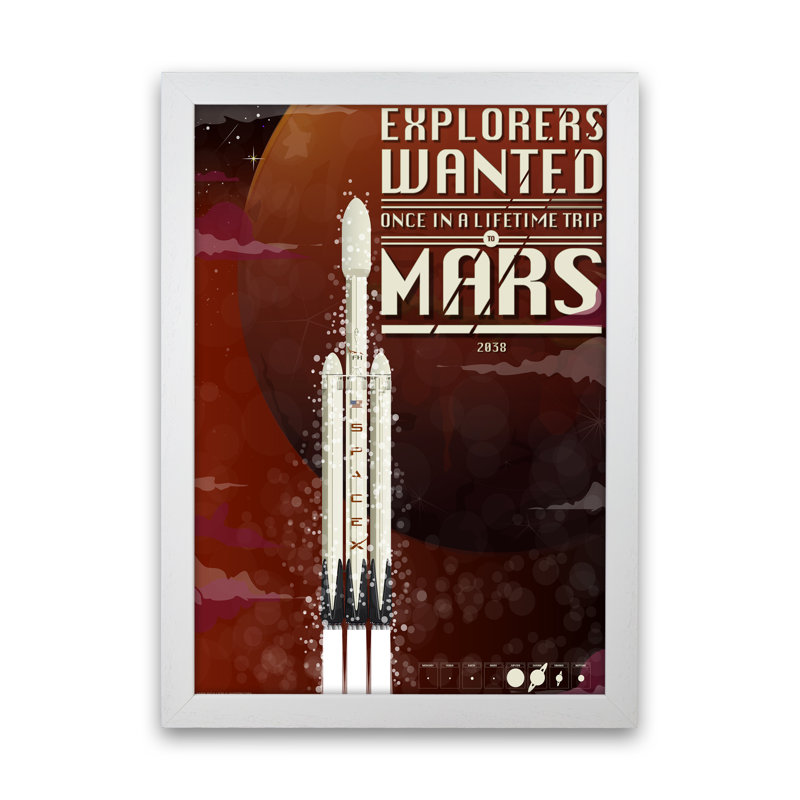 SpaceX - Print, 42cm H x 30cm W x 3cm D, White Framed