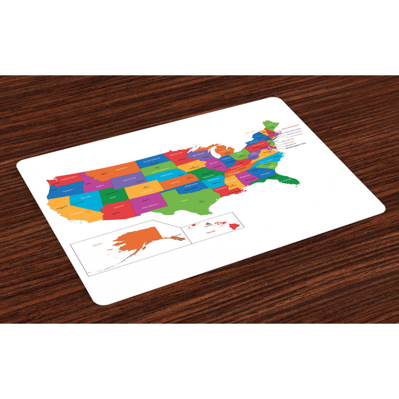 Sweetwater Colourful USA Map with States Placemat