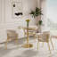 Table de salle à manger ronde ronde avec plateau en faux marbre et structure en métal robuste pour un assemblage facile et une élégance de tous les jours-847462077