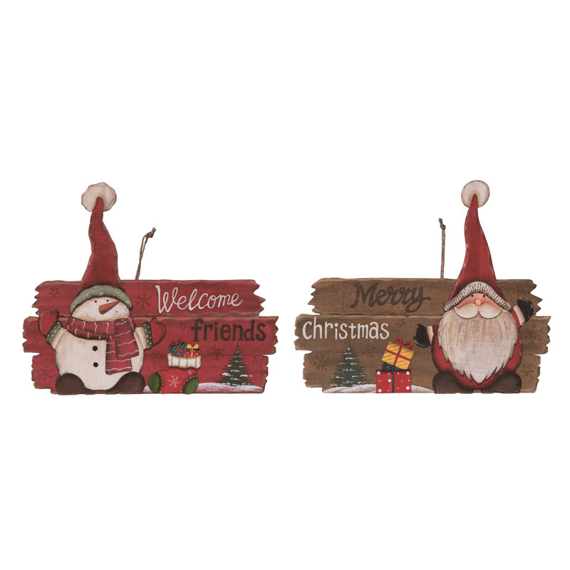  Ensemble de 2 décorations de Noël en bois 13,78 po