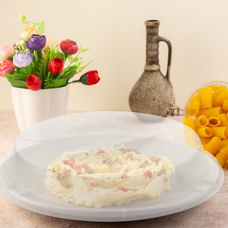 Assiettes rondes transparentes jetables de 23 cm avec couvercles courts en HIPS - 125 couvercles