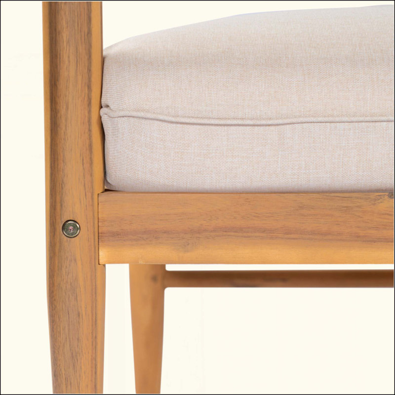 Canapé d'extérieur avec accoudoir droit en bois d'acacia et coussin