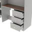 Lit mezzanine double en gris avec garde-robe intégrée, bureau et rangement - Bureau pratique en bois, tablettes et tiroirs