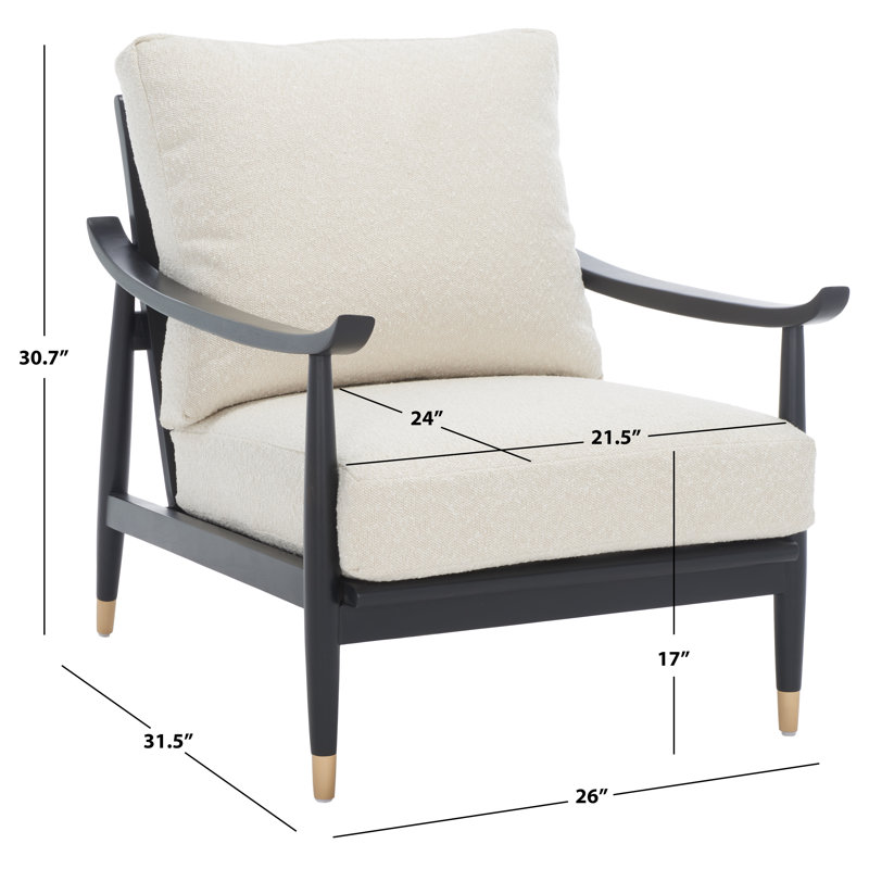 Kiara Mid-Century Black & White Checkered Linen Accent Chair