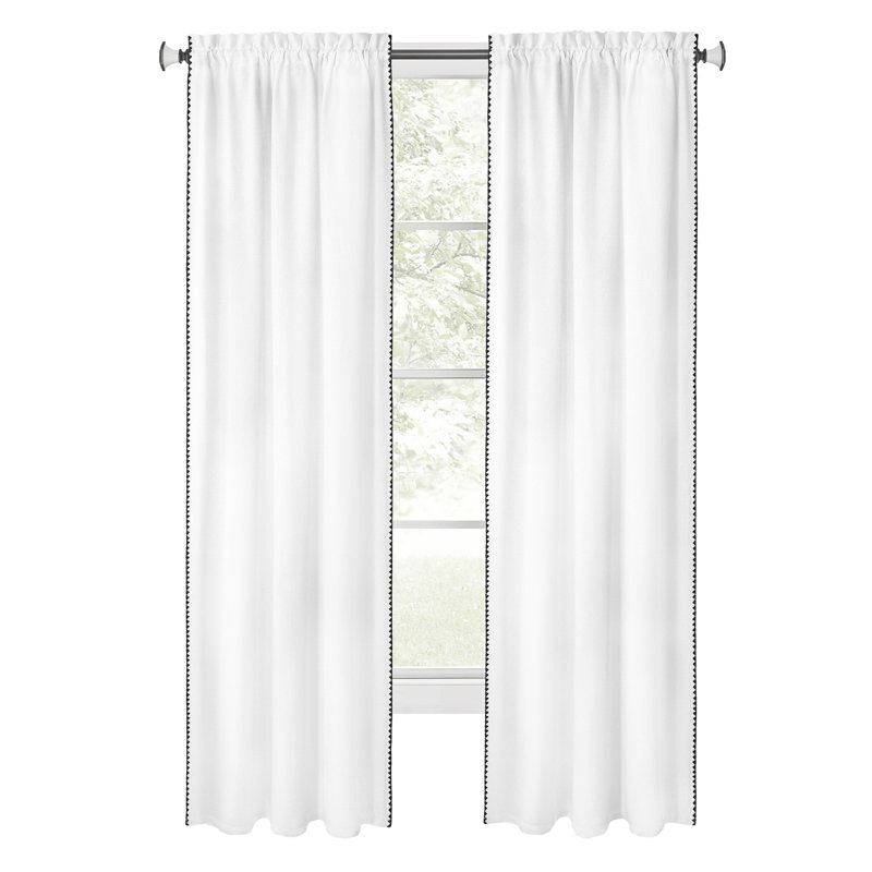 Semi Sheer Curtain Single Panel, 52" W x 84" L, White/Black