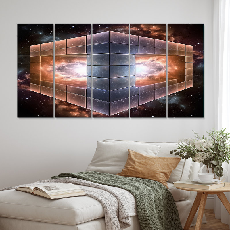 «Block Universe Theory Space Galaxy I», reproduction d'art sur toile - 5 panneaux égaux