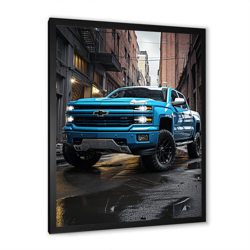Camionnette sarcelle Kewdale Urban Explorers, Cadre photo noir, H 20 po x l 12 po x P 1 po