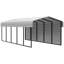 Abri d'auto en acier avec 1 ensemble de parois latérales, 10 x 24 x 7-100015409