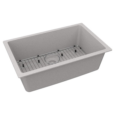 Ensemble de lavabo simple encastrable Elkay Quartz Classic 29 1/2 po x 18 3/4 po x 9 1/2 po, graphite