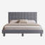 Très grande base de lit tapissier capitonné très grand King, tissu de lin, gris clair
