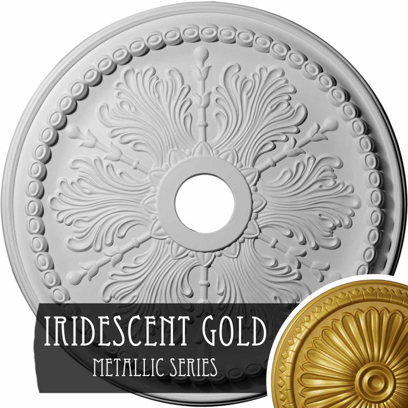Médaillon de plafond Endurathane Winsor, DE 27 1/2 po x P 4 po x P 1 1/2 po (convient aux auvents jusqu'à 4 po), fini or irisé peint à la main