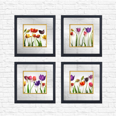 Anonymous - 4 Piece Single Picture Frame Painting Set on Glass