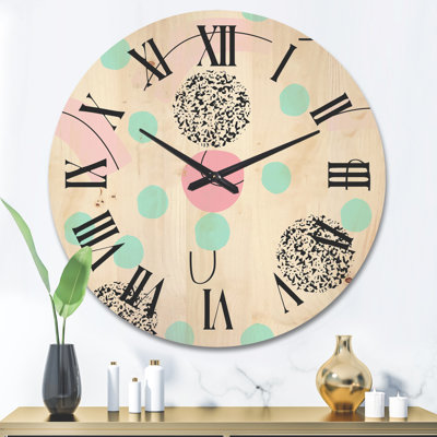 Elements In Pastel Tones - Modern Wood Wall Clock