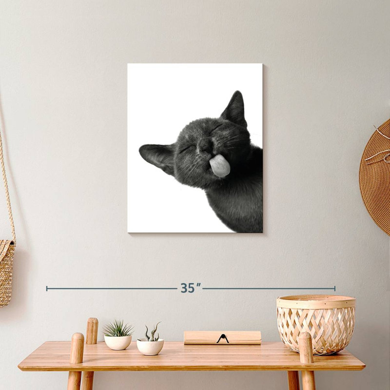 " Funny Black Cat Canvas Print ", 20" H x 16" W x 1.25" D