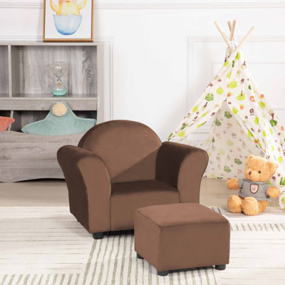 Fanna Kid Sofa Chair with Ottoman, Toddler Couch, Velvet Baby Chair, Kid Sofa Chair