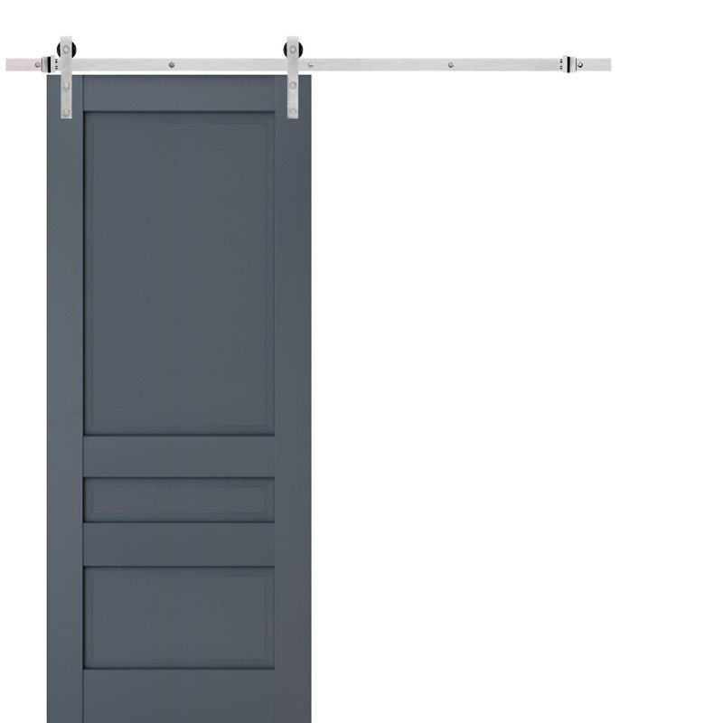 Veregio Panelled Wood Barn Door, Antracite, 32" x 96"
