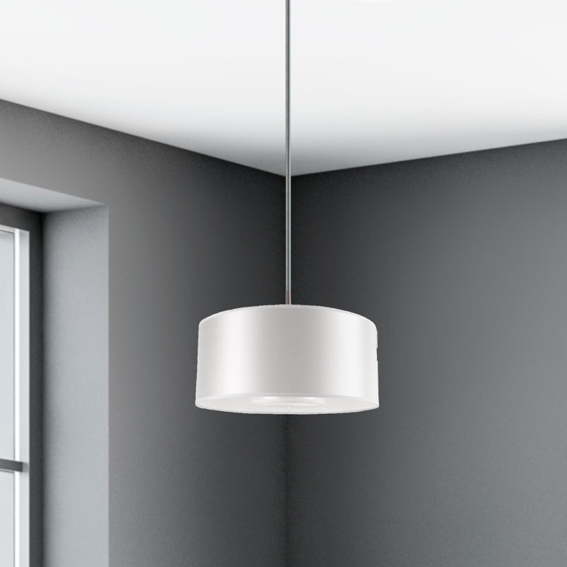 Luminaire suspendu 1 lumière Kilpatrick, Acier satiné, Blanc immaculé, 35" H x 16" lx 8" p