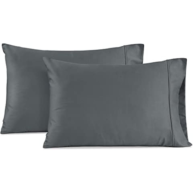 Ensemble de draps en microfibre de satin, Gris foncé, Grand