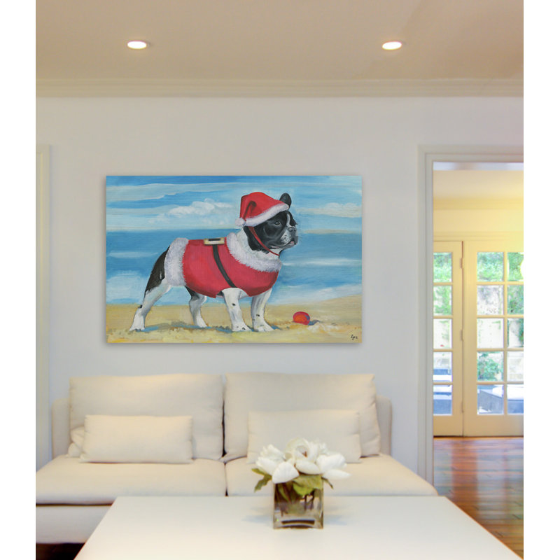 Santa At The Beach by Eyre Tarney - Wrapped Canvas Painting, 30cm H x 45cm W x 3.81cm D