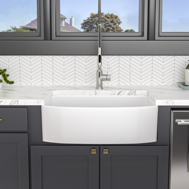 Évier de cuisine en céramique en argile réfractaire simple 33 po x 19 po x 10 po Lofeyo