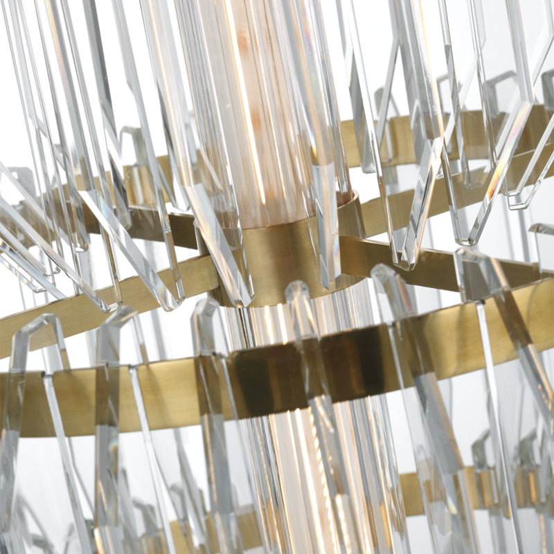 Waterford Killarney 19" Layered Entry Chandelier with Clear Crystal, Natural Brass