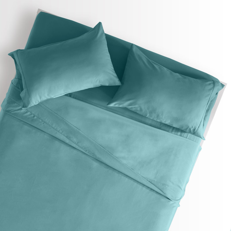  Ensemble de draps en microfibre à température régulée, Ensemble de draps pour taille de lit grand avec un, Bleu sarcelle