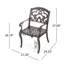 Chaises de salle à manger d'extérieur Austin en aluminium moulé avec patine cuivrée et finition antirouille (paquet de 2)