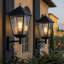 European Outdoor Wall Light with Motion Sensor, 17.7" (45 cm) Black E27 Exterior Lantern Sconce
