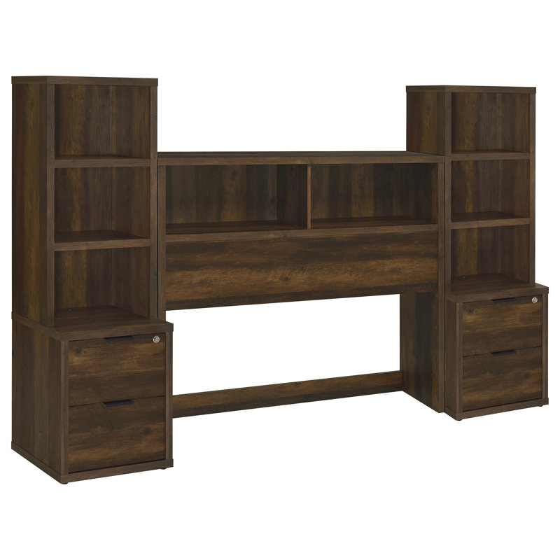 Zaanstad 3-Piece Bedroom Set Bookcase Headboard, Dark Pine, Full / Double
