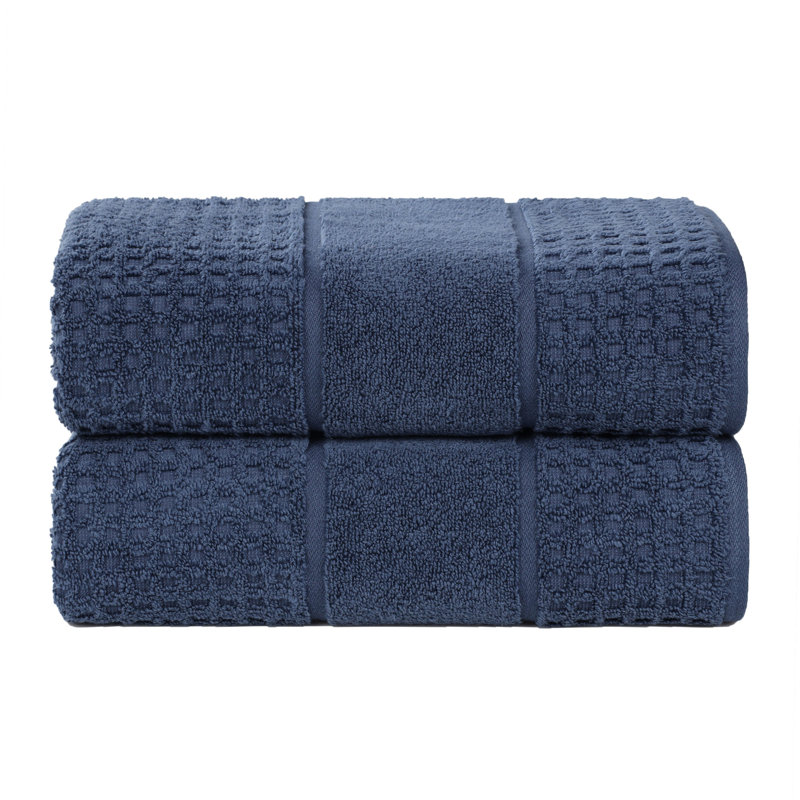  Ensemble de draps de bain en coton Zero-Twist - texture gaufrée nid d'abeille - séchage rapide, Bleu denim
