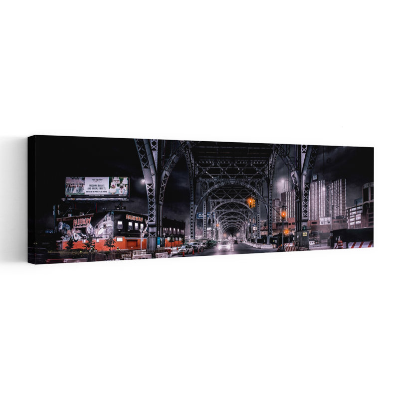 Urban Night Bridge Tunnel by Jackson Carvalho - Wrapped Canvas Panoramic Print, 30.48 cm H x 91.44 cm W