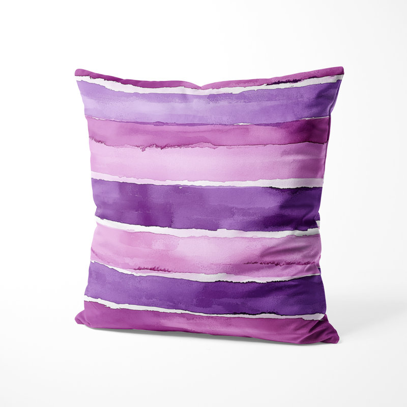 Coussin décoratif à rayures - Coussin à rayures lavande et mauve, H 20 po x l 20 po