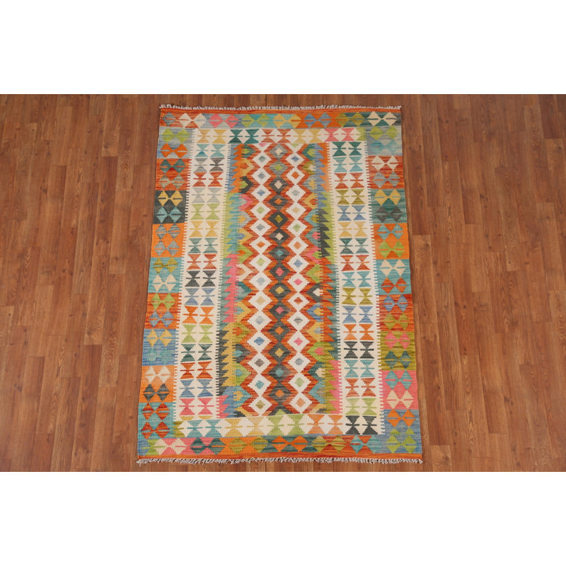 Multolor Kilim Reversible Wool Rug 4x6