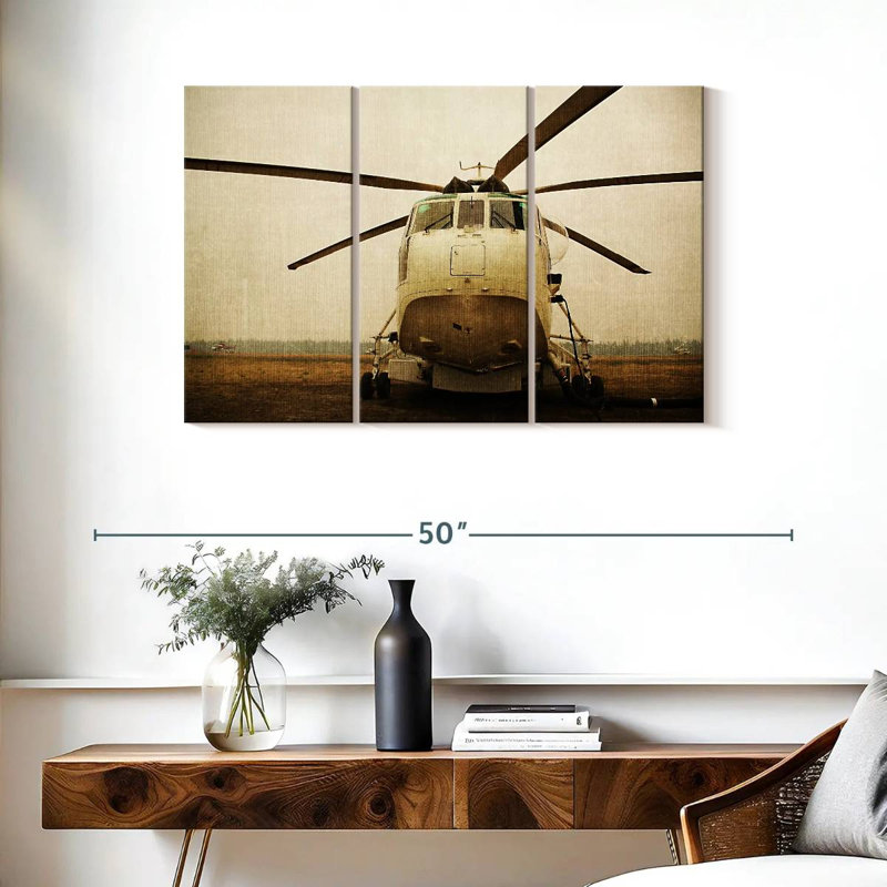 Hélicoptère grunge Sikorsky, H 24 po x l 38 po