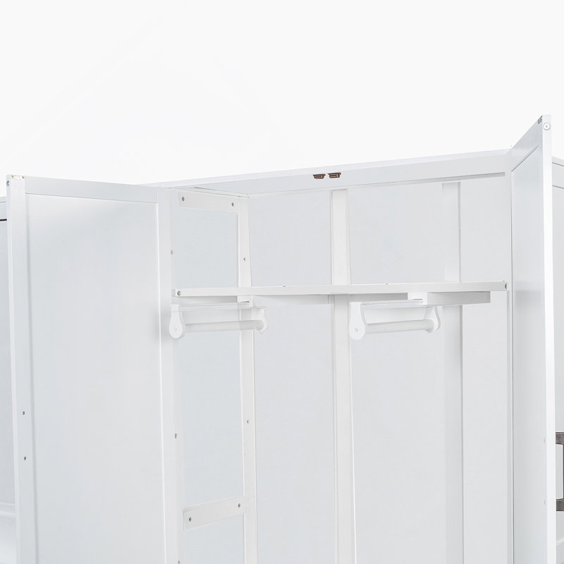 Grand lit escamotable avec placard, blanc