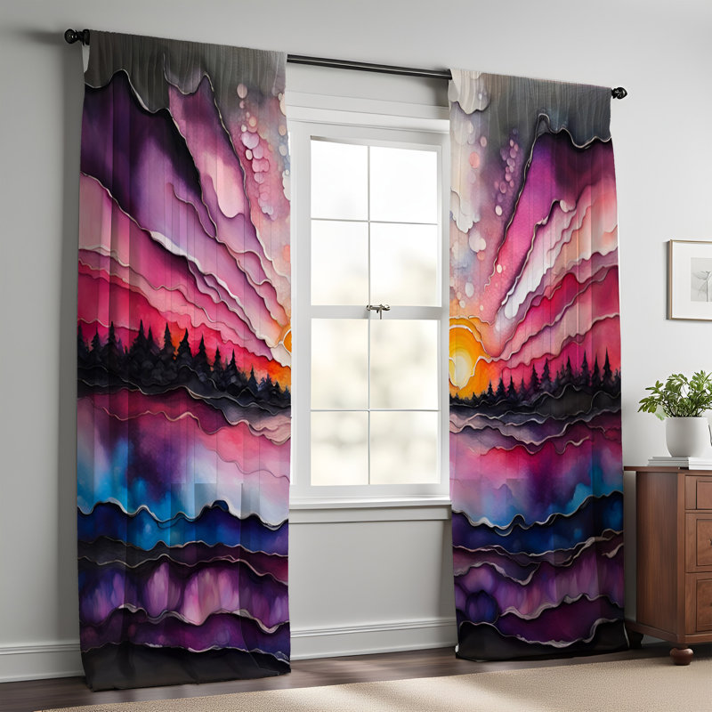 Paire de rideaux semi-transparents en polyester Eava, L 56 po x L 78 po