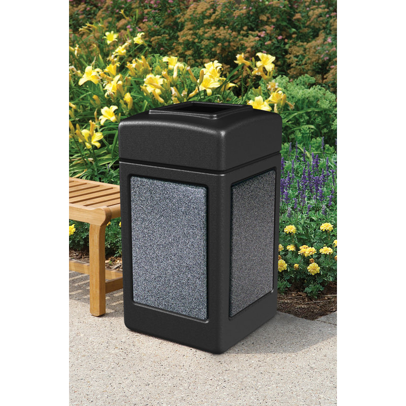 Poubelle® 42 gallons StoneTec, Noir avec pierre poivre