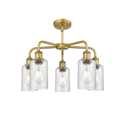 Ervine 5 - Light Steel Dimmable Cylinder Chandelier